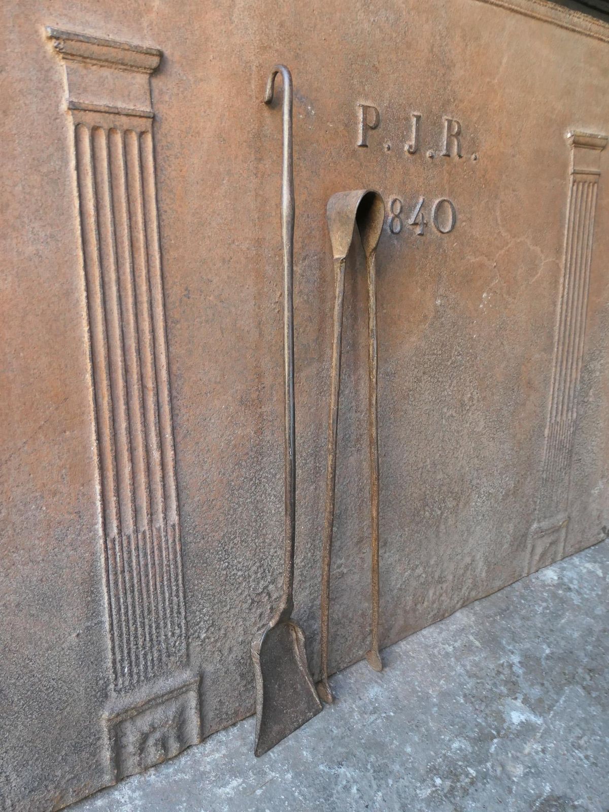 Rustic French Louis XV Fireplace Tools, 18th Century photo for sale