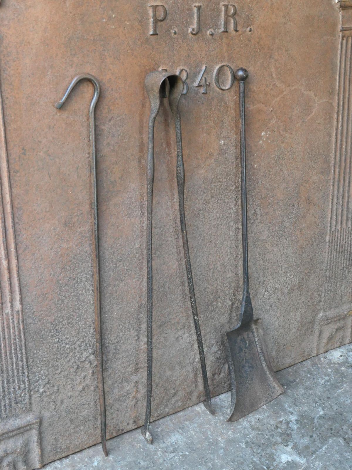 Rustic French Neoclassical Fireplace Tools, 18th 19th Century photo vintage