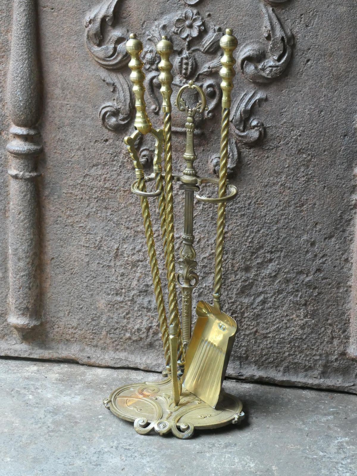 19/20th C. English Brass Victorian Style Companion Set photo furniture