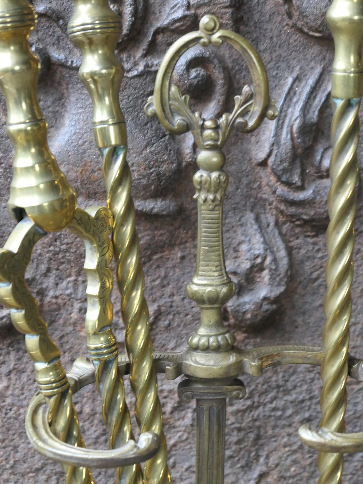 19/20th C. English Brass Victorian Style Companion Set photo 371.0