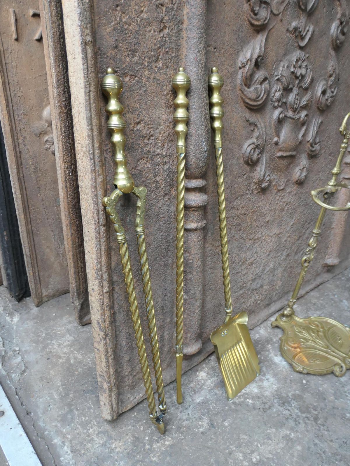 371.0 19/20th C. English Brass Victorian Style Companion Set photo