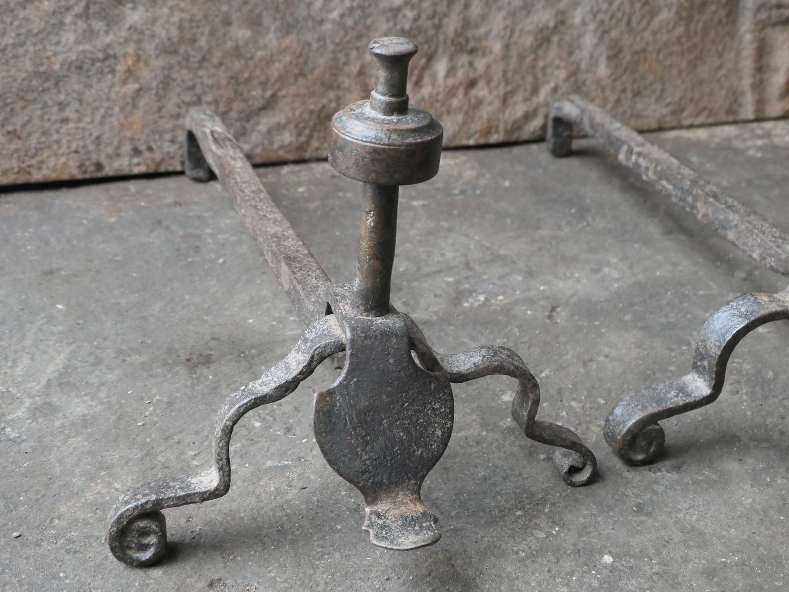 French Louis XV Iron Andirons, 18th Century photo buy