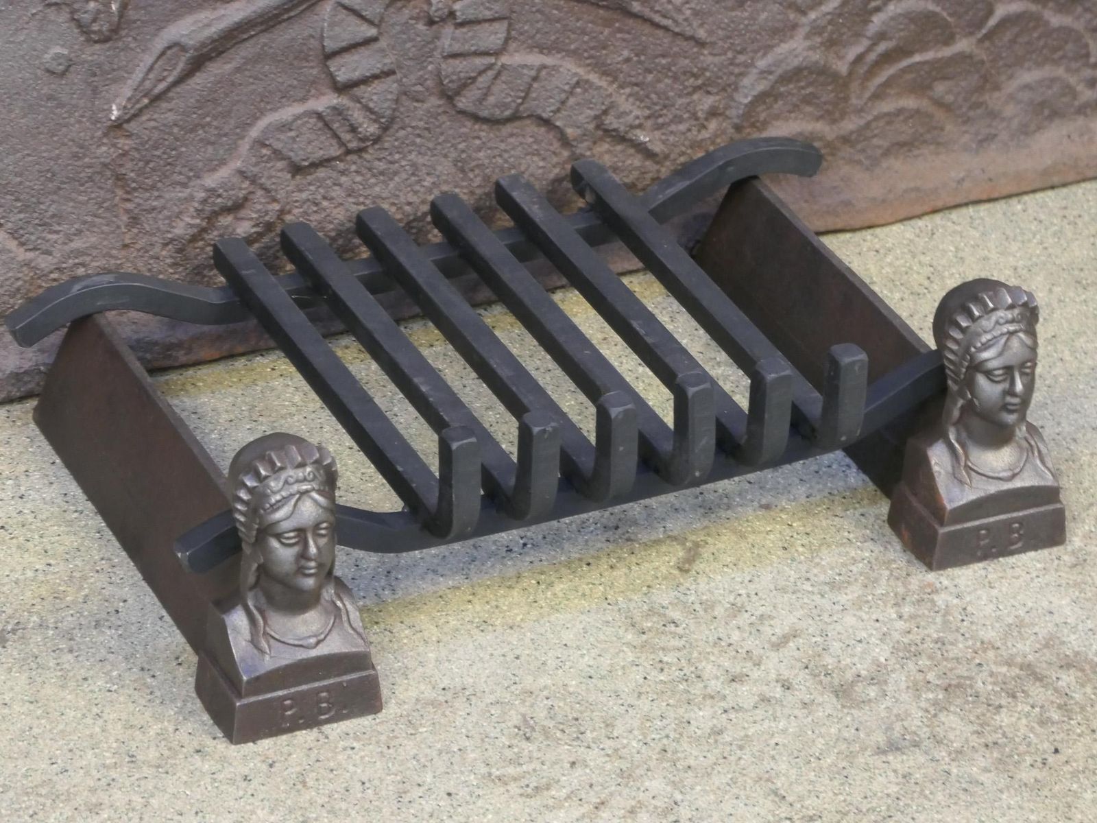 Antique French Napoleon III Fire Grate, Fireplace Grate, 19th Century photo vinterior