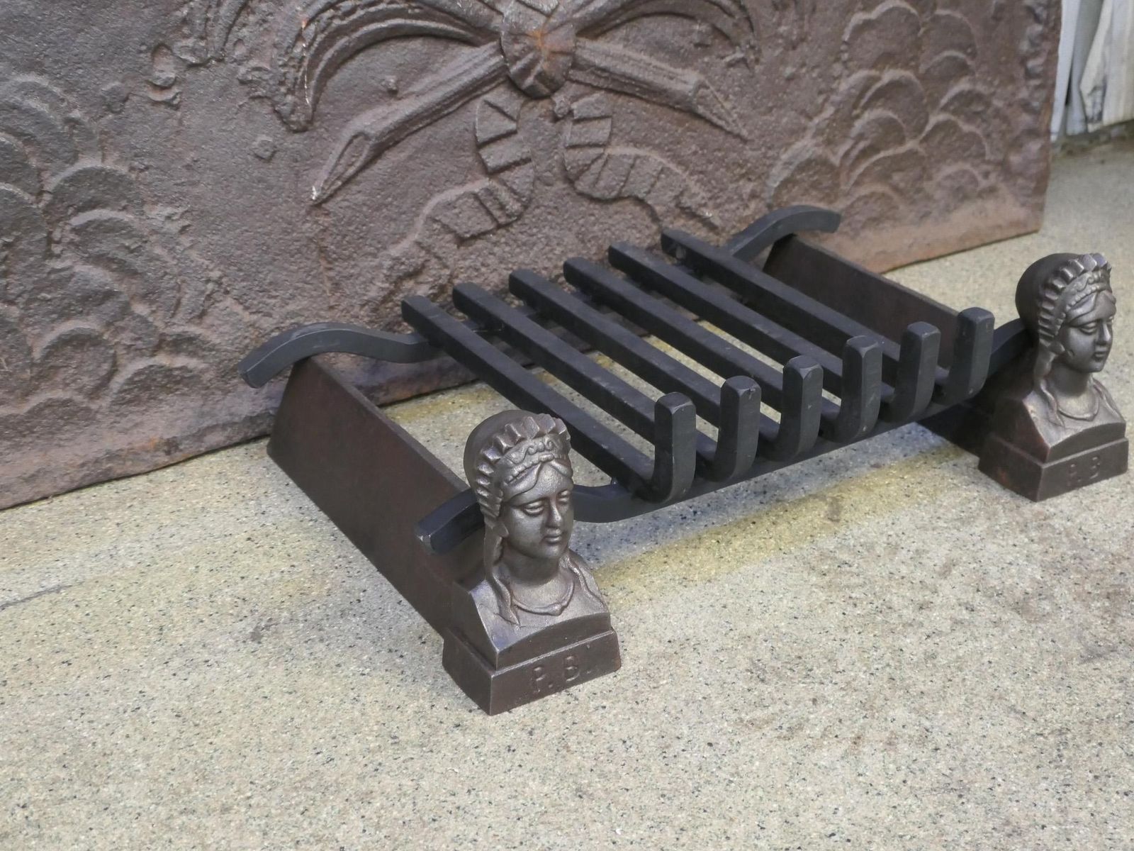 Antique French Napoleon III Fire Grate, Fireplace Grate, 19th Century photo vintage