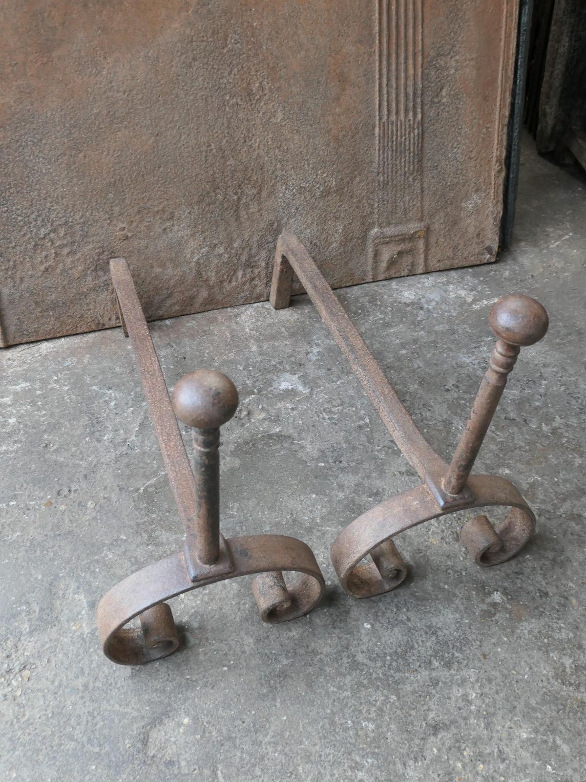 photo furniture Antique French Louis XV Fire Andirons, 18th Century