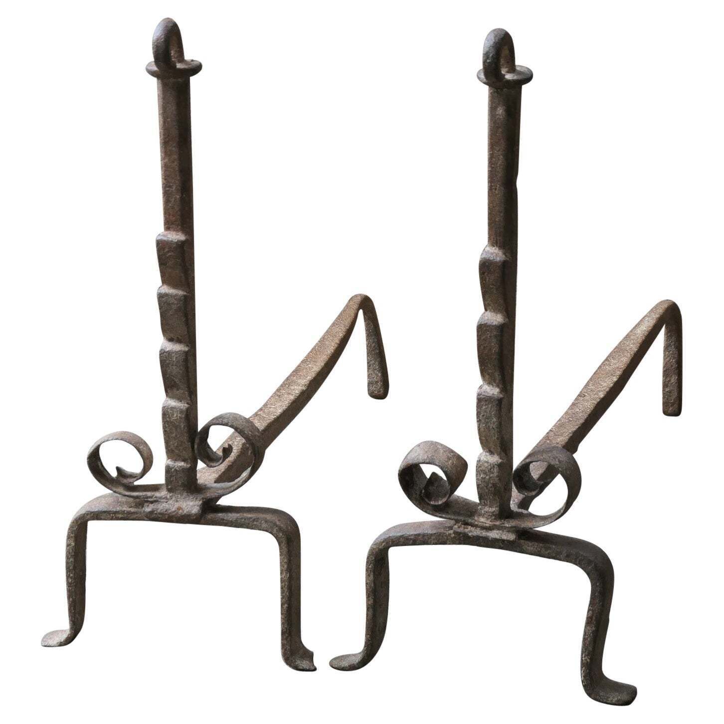 Antique French Louis XV Fire Andirons, 18th Century