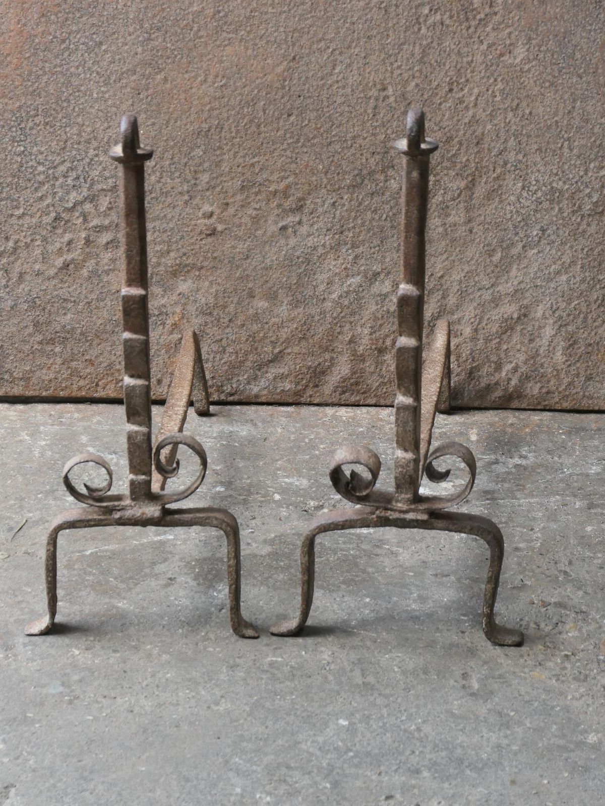 Antique French Louis XV Fire Andirons, 18th Century photo Home Fixtures