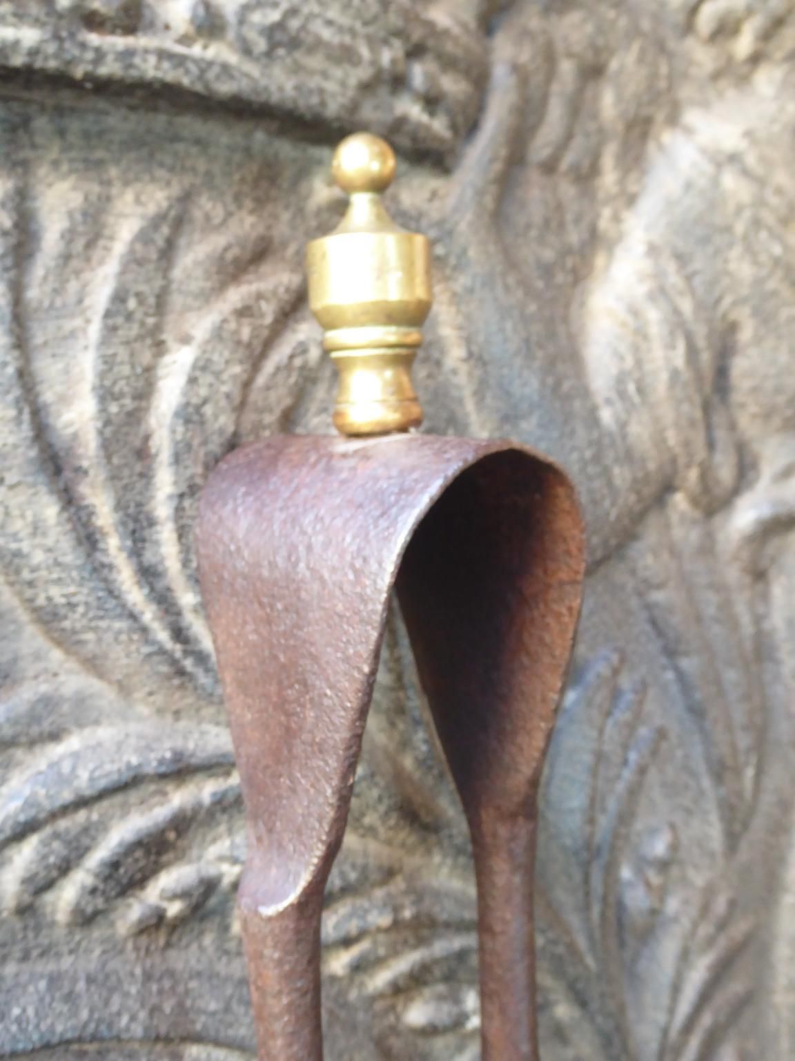 Large French Wrought Iron Fireplace Tools Or Fire Tools, 18th Century photo buy