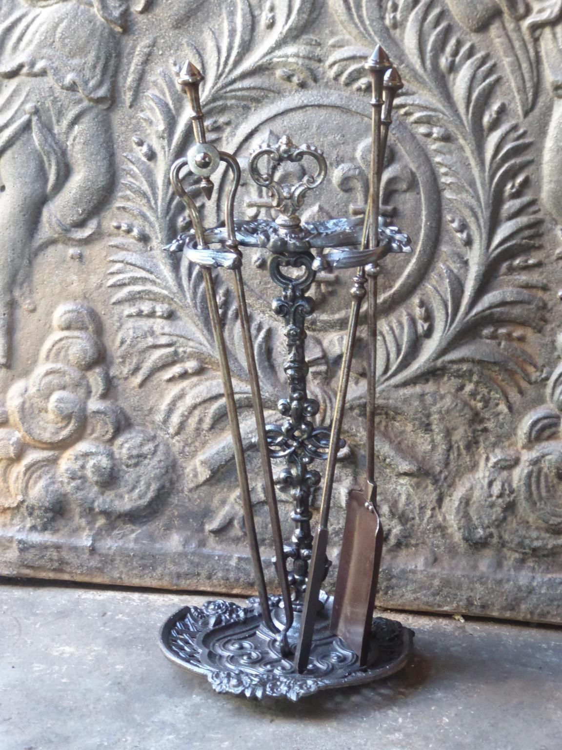 English Set Of Fireplace Tools, Victorian Companion Set, 19th Century photo for sale