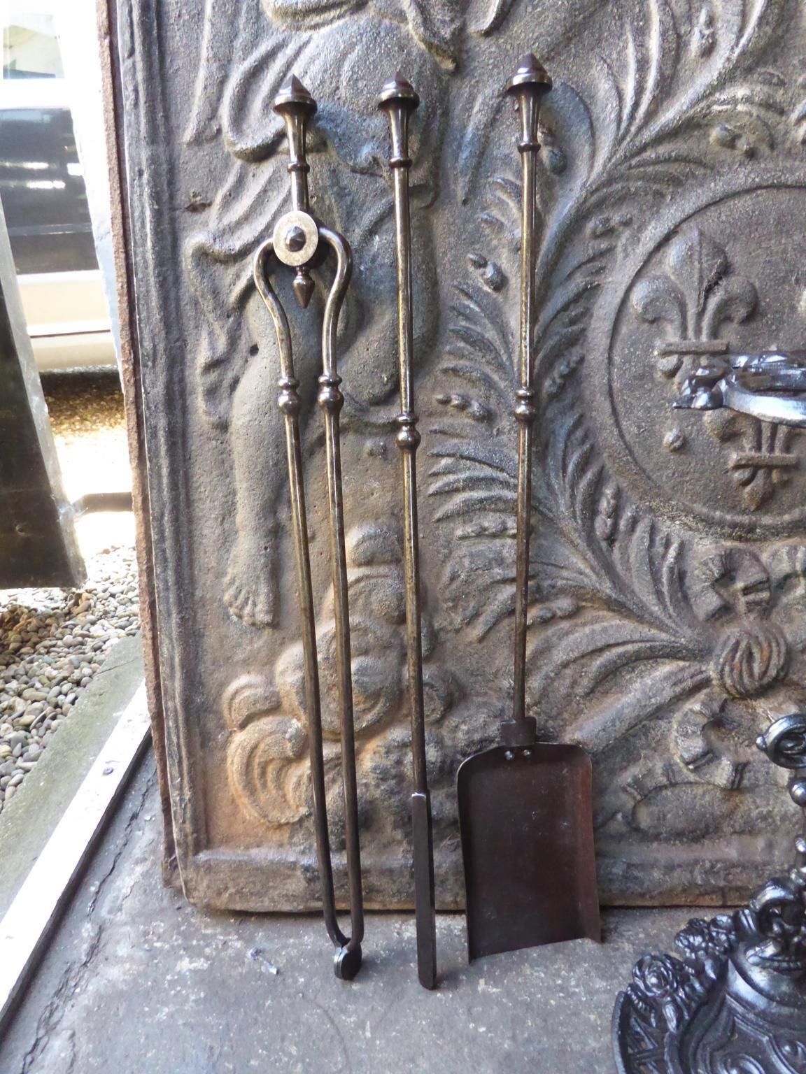 Home Fixtures English Set Of Fireplace Tools, Victorian Companion Set, 19th Century photo