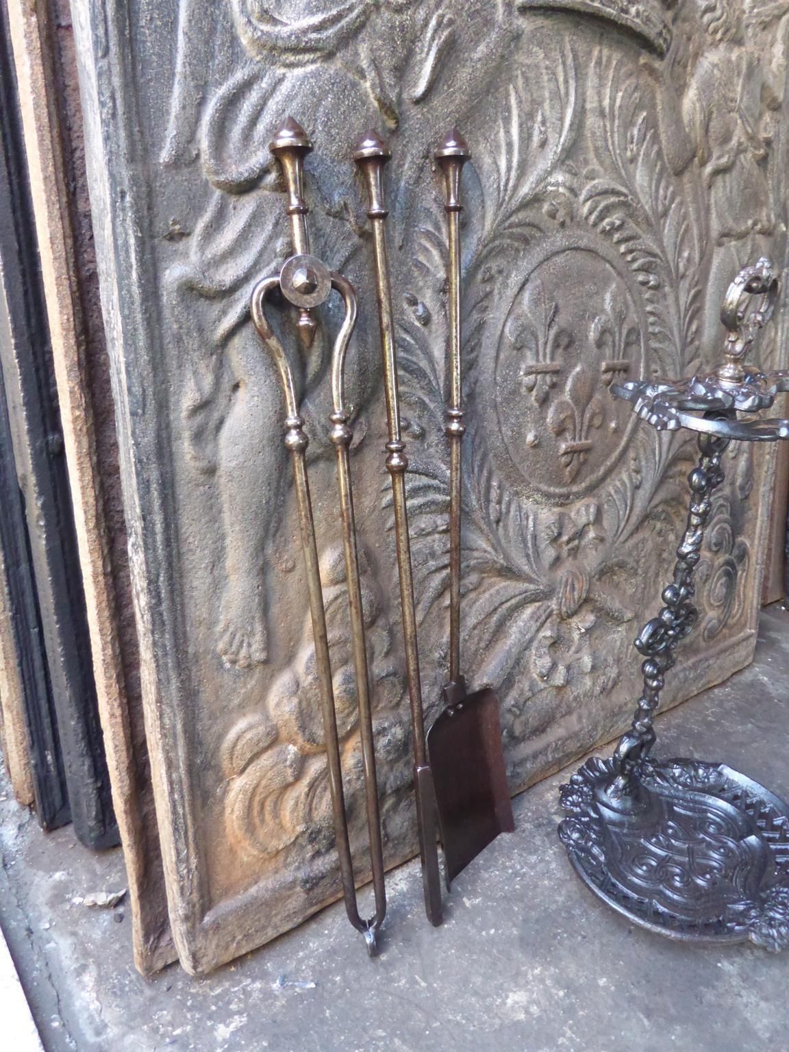 746.0 English Set Of Fireplace Tools, Victorian Companion Set, 19th Century photo