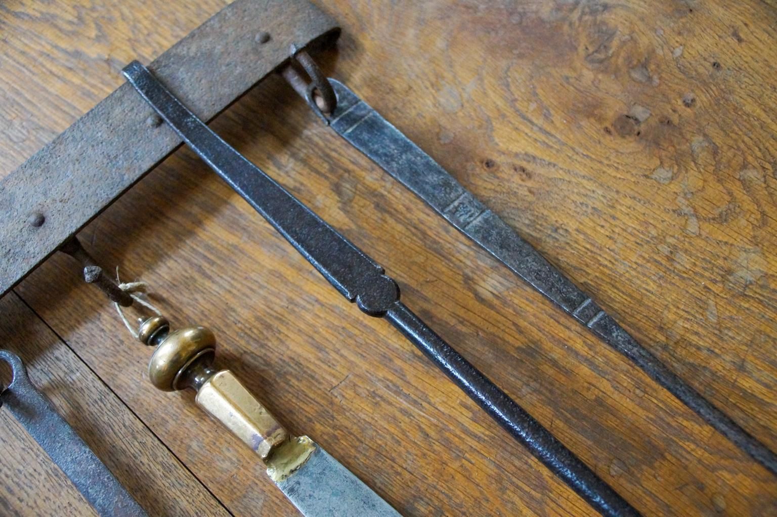 Antique Dutch Fireplace Tool Set, Fire Tools, 17th 18th Century photo Home Fixtures