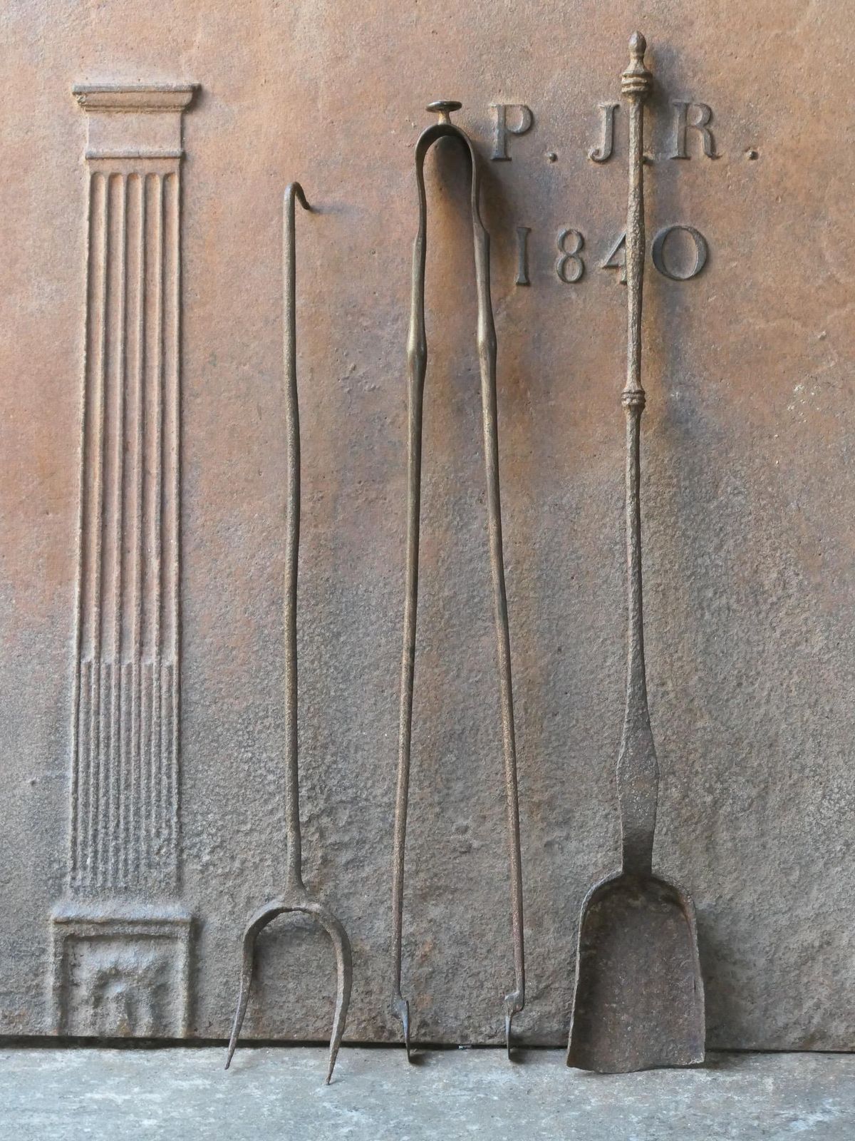 Rustic French Fireplace Tools, 17th 18th Century photo for sale