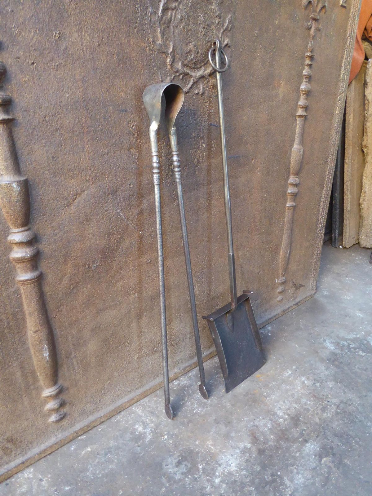 Large French Wrought Iron Fireplace Tools Or Fire Tools, 17th 18th Century photo Home Fixtures