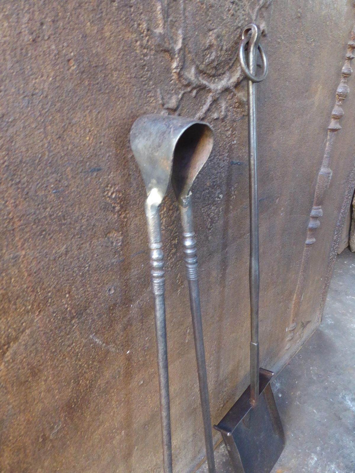 Large French Wrought Iron Fireplace Tools Or Fire Tools, 17th 18th Century photo 576.0