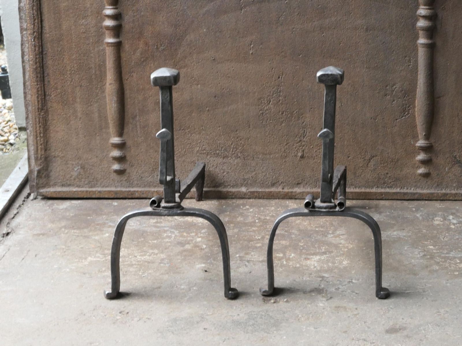 Antique French Louis XV Period Fire Andirons, 18th Century photo Home Fixtures