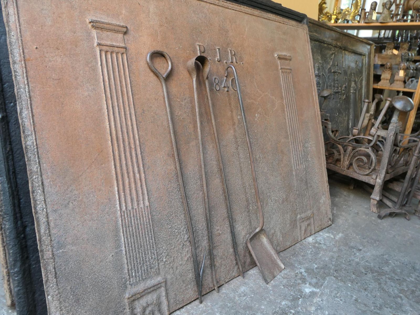 Rustic French Neoclassical Fireplace Tools, 18th 19th Century photo vintage