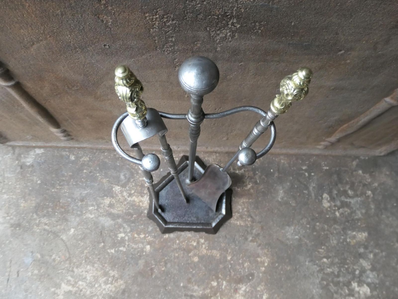 Antique French 'Grandy Fils' Fireplace Tools Or Fire Tools, 19th Century photo vintage