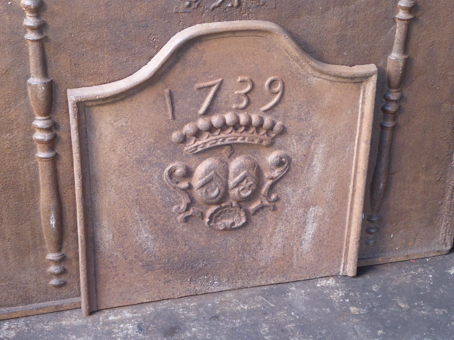 French Louis XIV Style 'Coat Of Arms' Fireback / Backsplash photo for sale