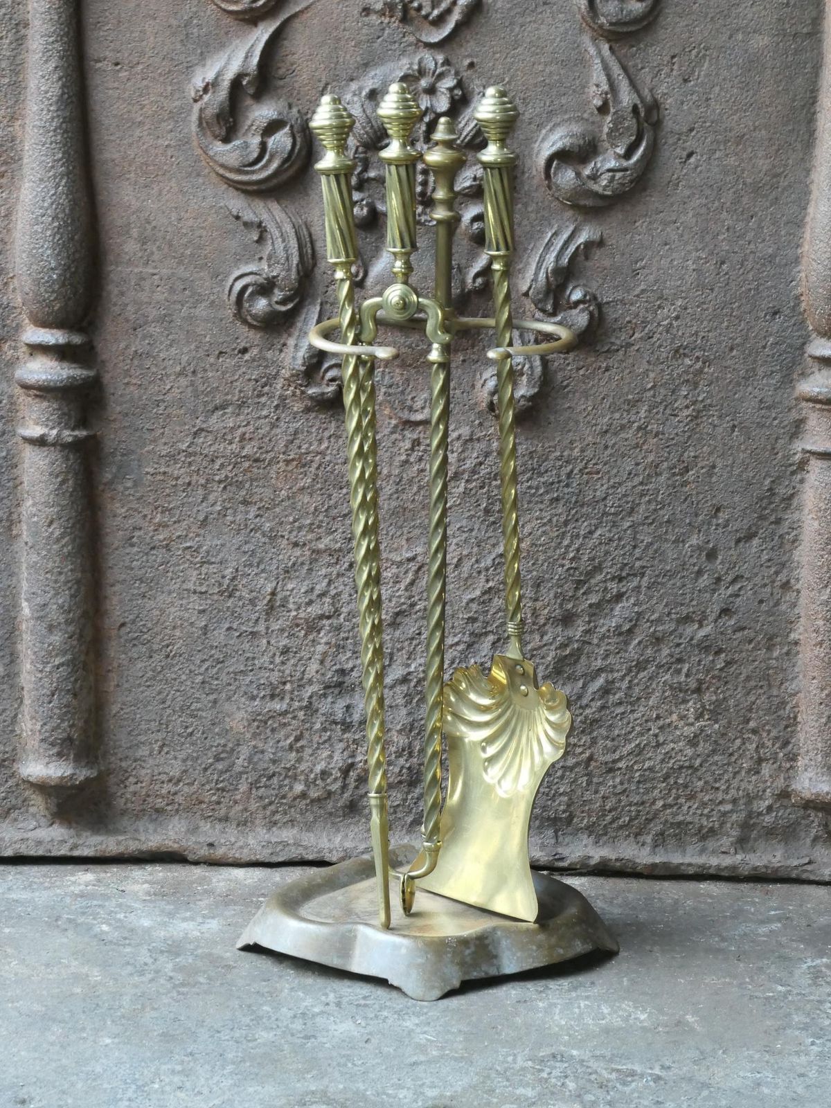 19th C. English Brass Victorian Fireside Companion Set photo furniture
