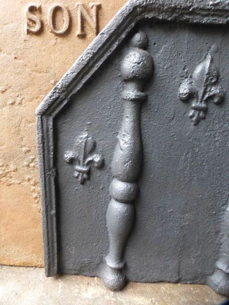 18th Century French Fireback / Backsplash With Pillars And Fleur De Lys photo buy