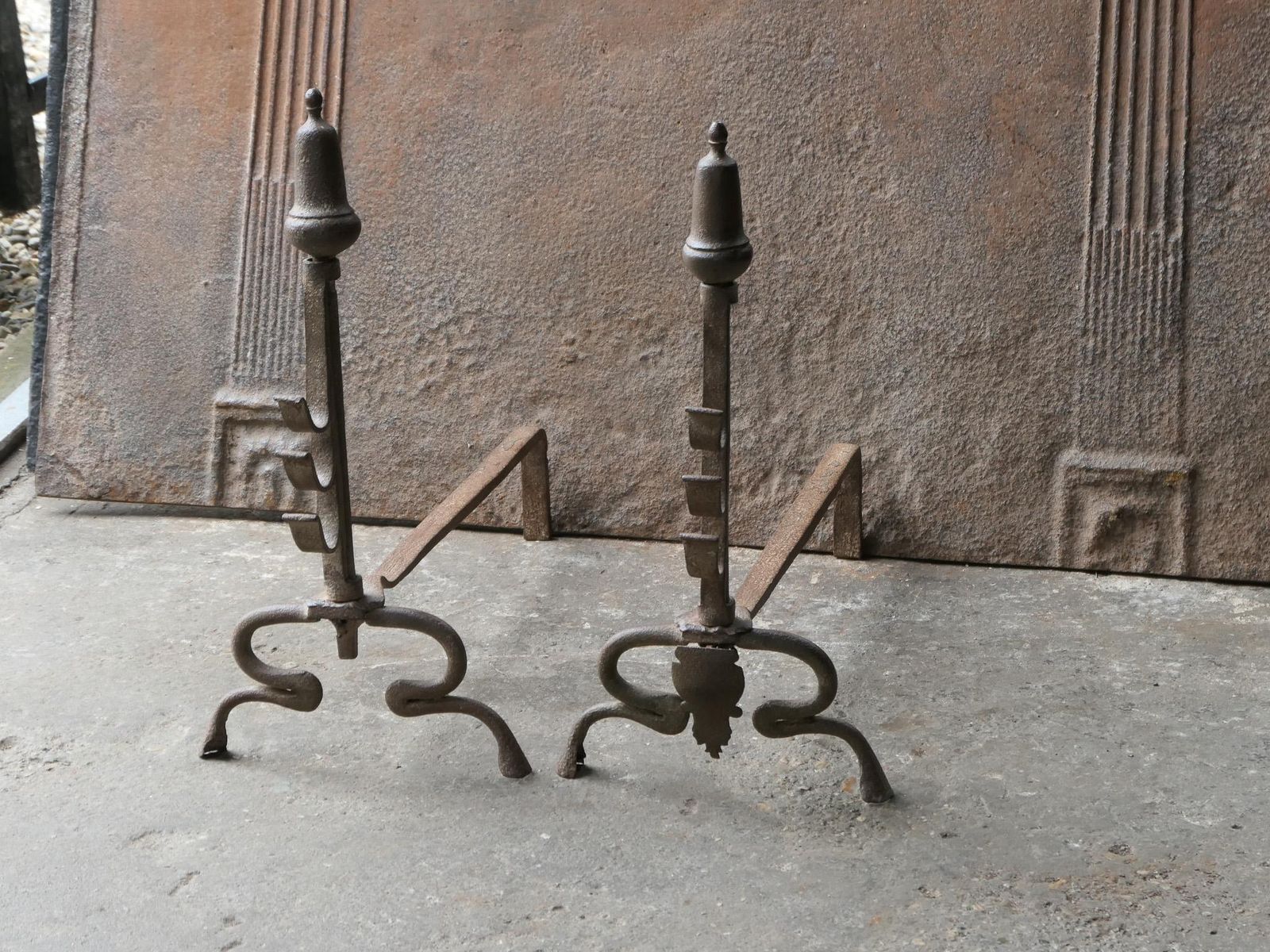 Antique French Louis XV Fire Andirons, 18th Century photo 491.0