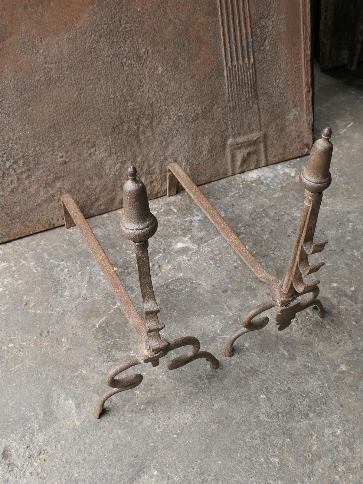 Antique French Louis XV Fire Andirons, 18th Century photo buy