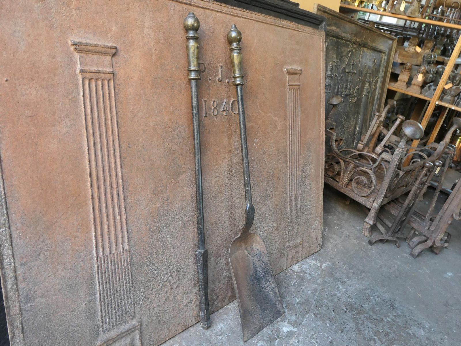 photo furniture Large French Napoleon III Fireplace Tools, 19th 20th Century