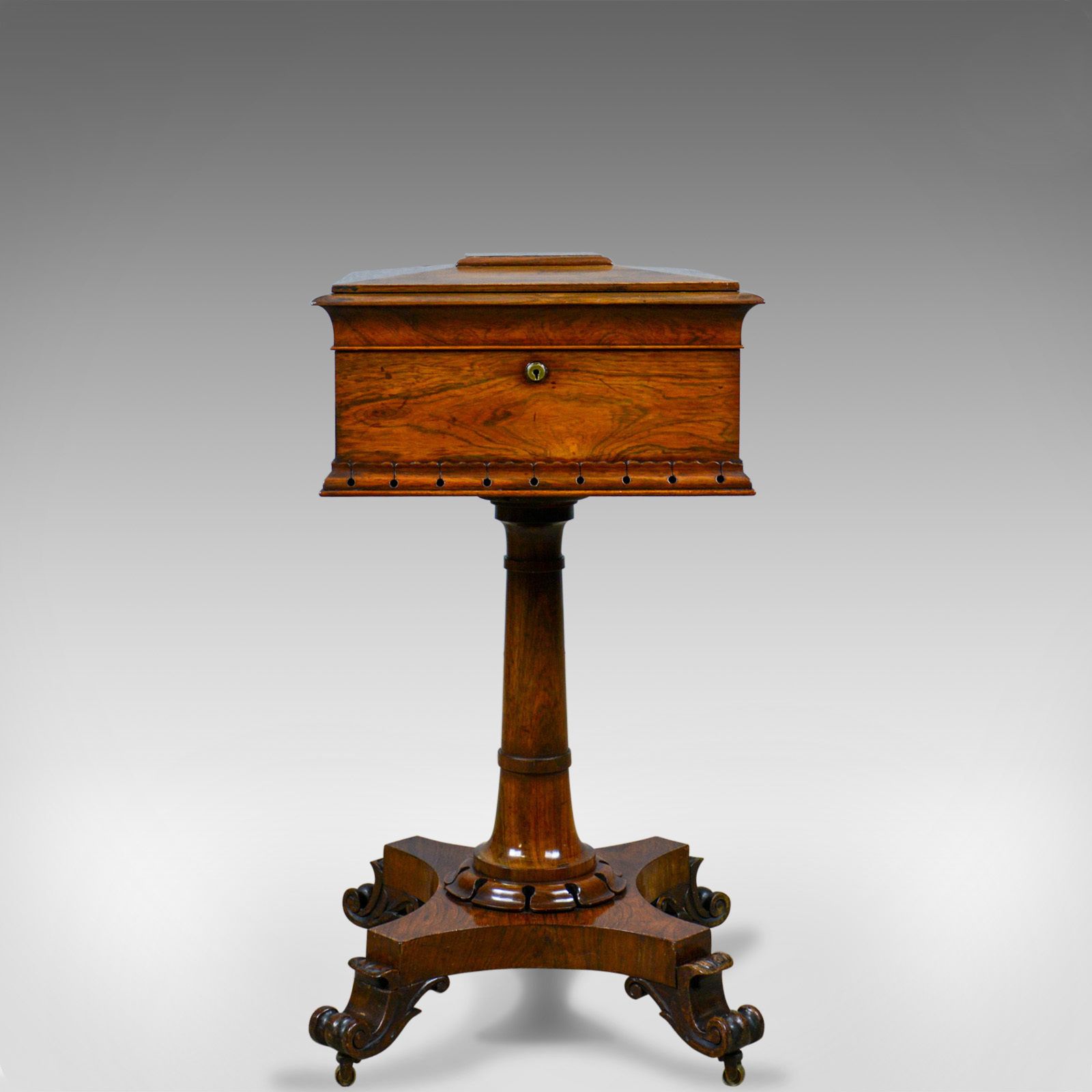 Antique Teapoy, English, William IV, Rosewood, Work Box, 19th Century Circa 1835 photo furniture