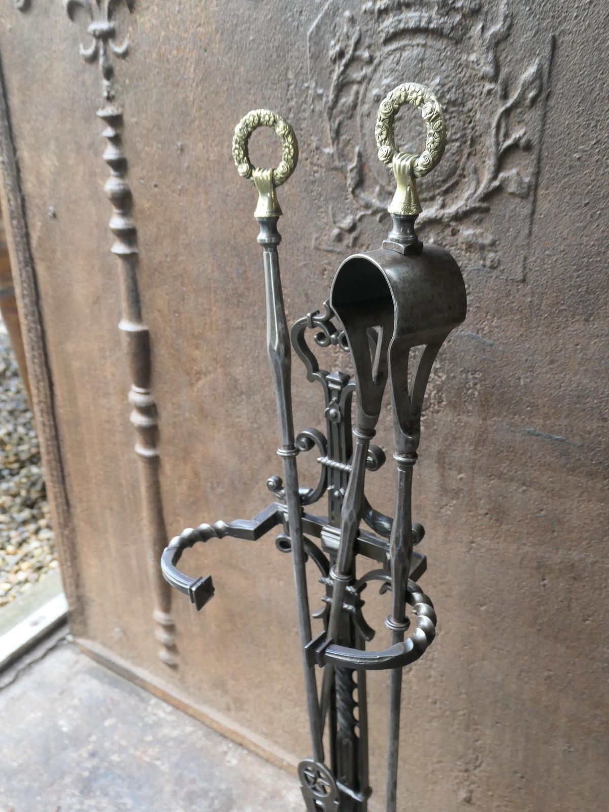 photo for sale Large 19th Century French Napoleon III Fireplace Toolset