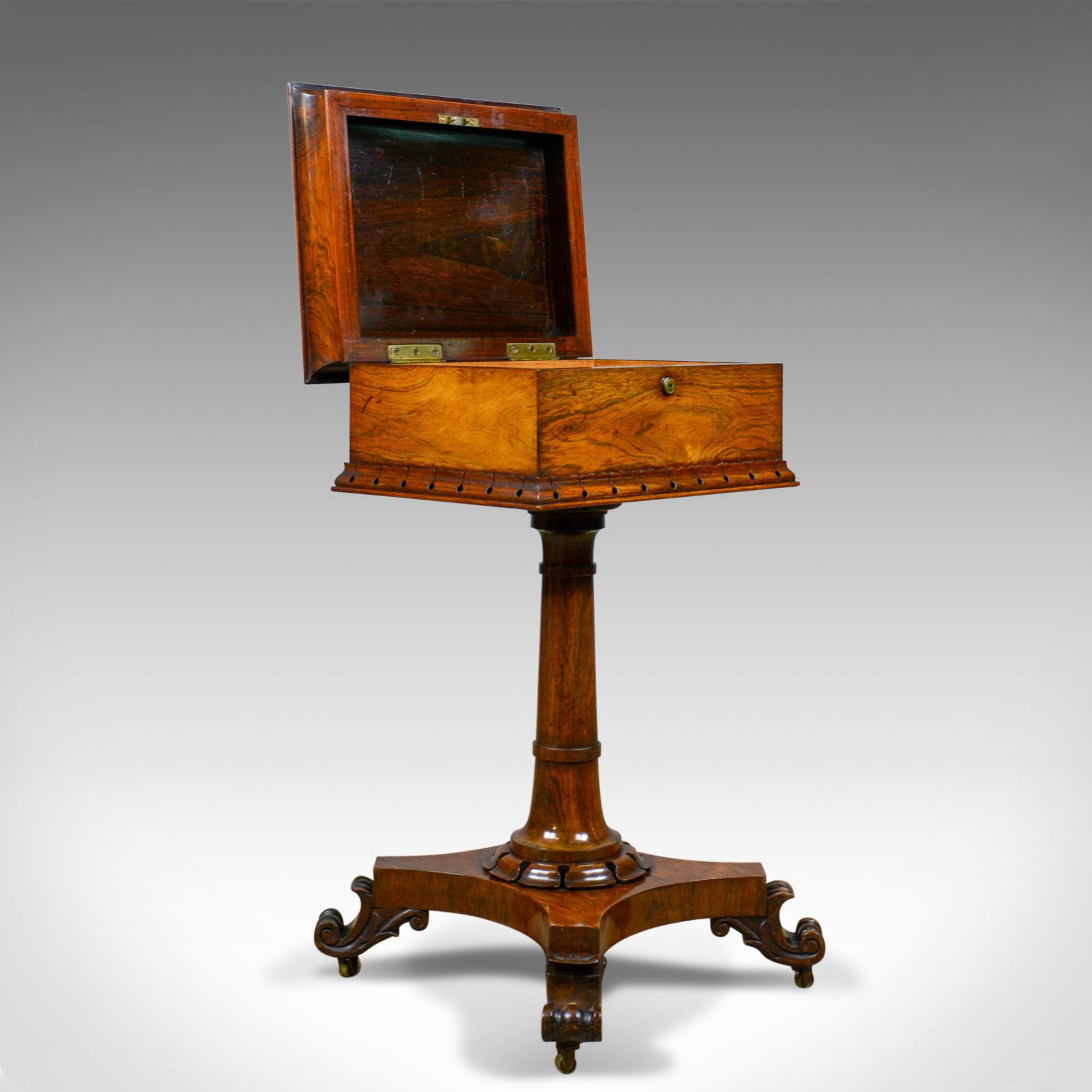 Antique Teapoy, English, William IV, Rosewood, Work Box, 19th Century Circa 1835 photo 2250.0