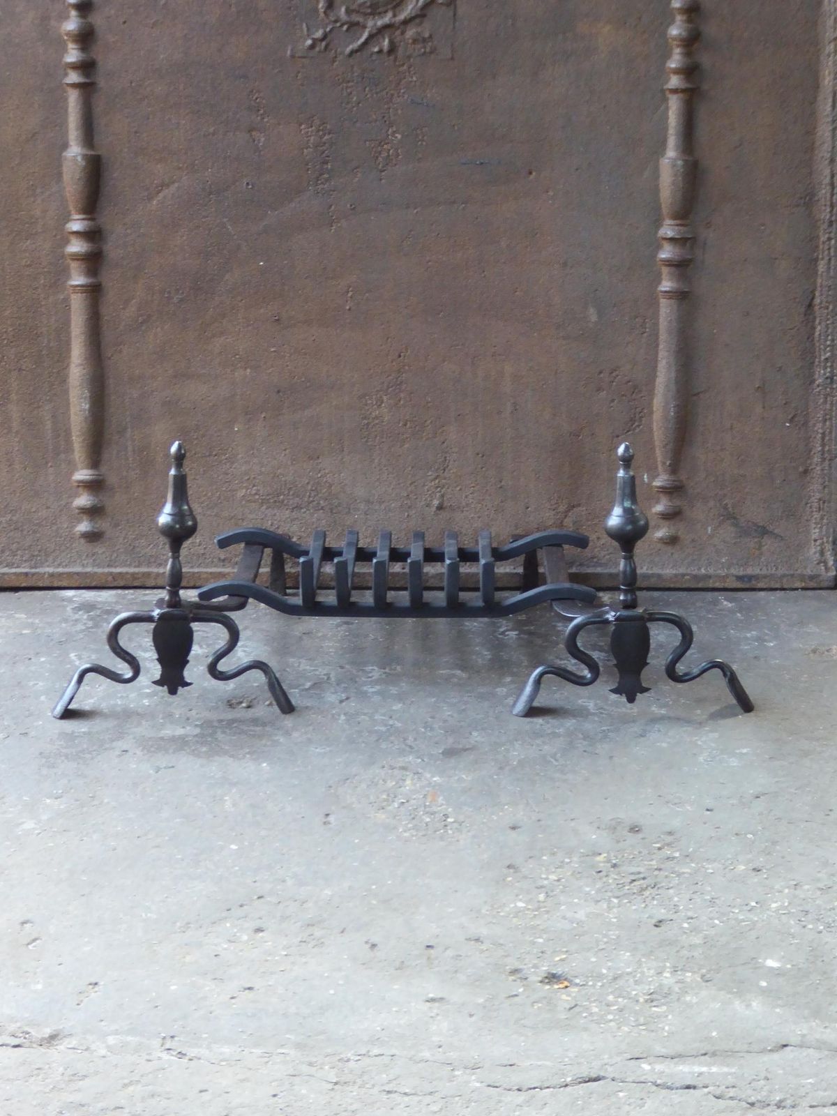 Antique French Louis XV Fire Grate, Fireplace Grate, 18th Century photo for sale