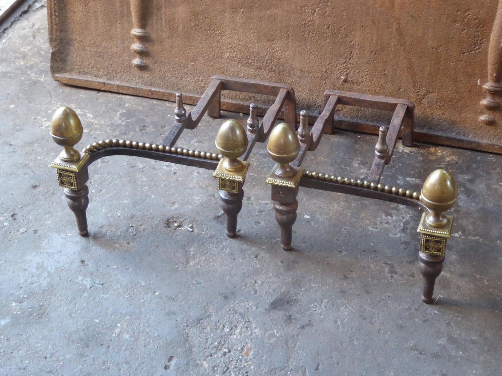 Antique French Napoleon III Fire Grate, Fireplace Grate, 19th Century photo vinterior