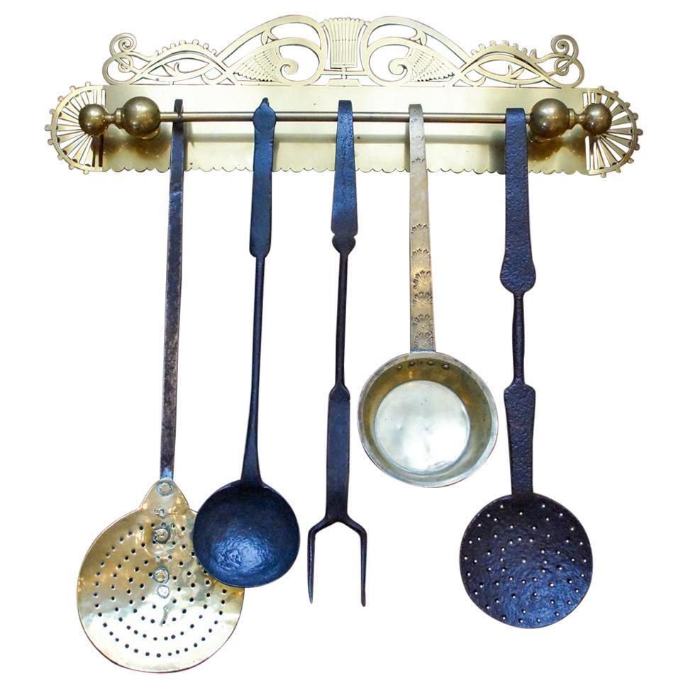 Antique Dutch Fireplace Tool Set, Fire Tools, 18th 19th Century