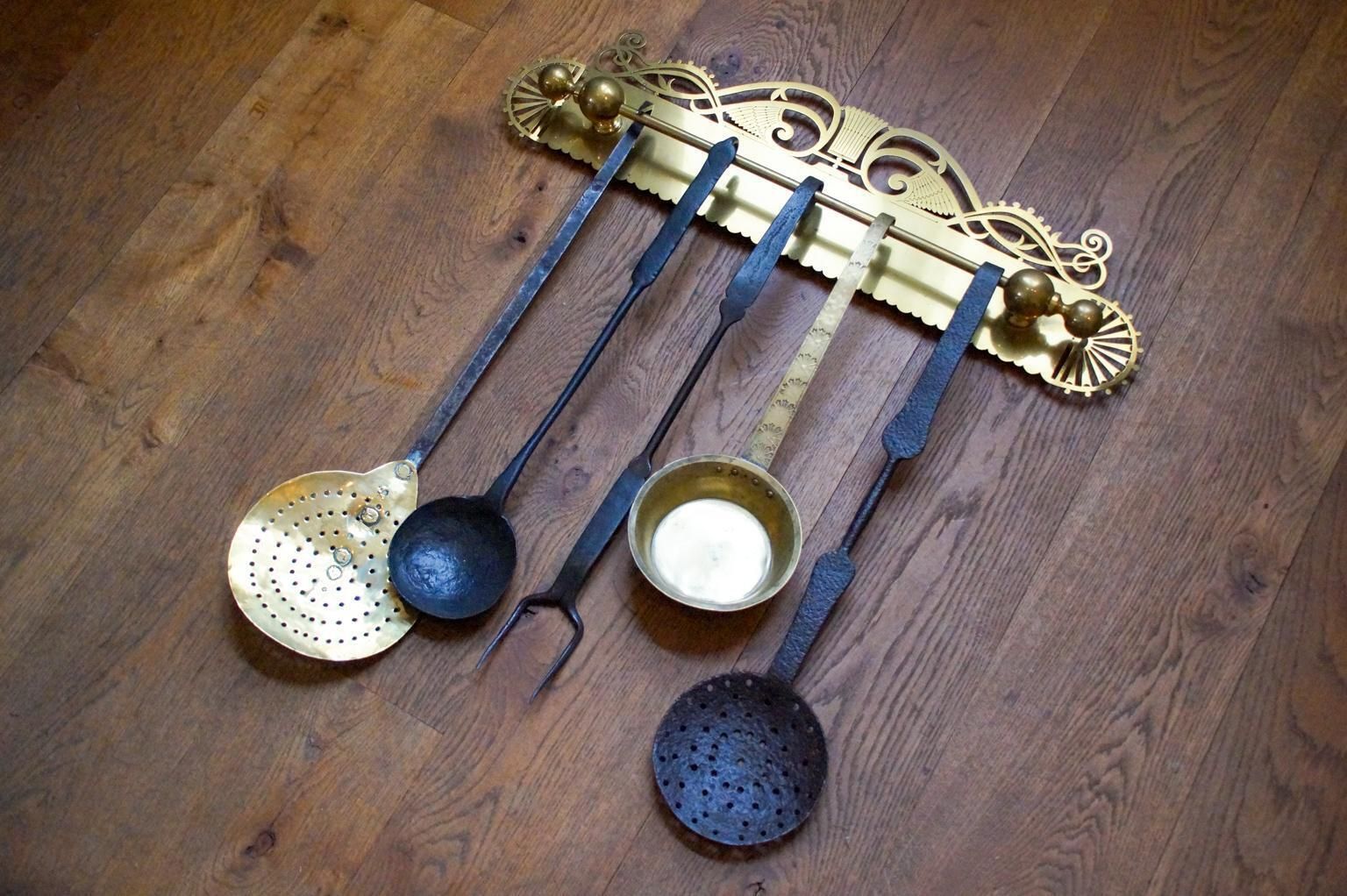 Antique Dutch Fireplace Tool Set, Fire Tools, 18th 19th Century photo for sale