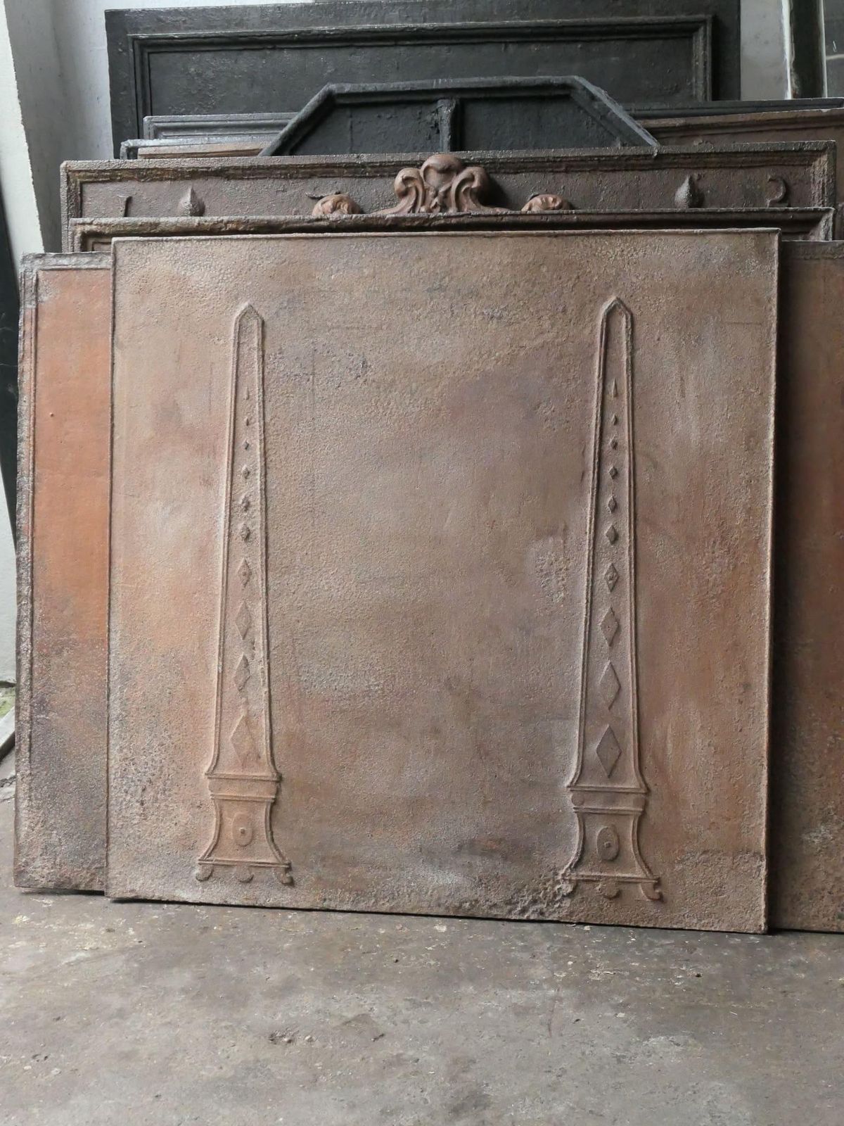 Antique French 'Pillars Of Freedom' Fireback / Backsplash, Neoclassical Period photo Home Fixtures