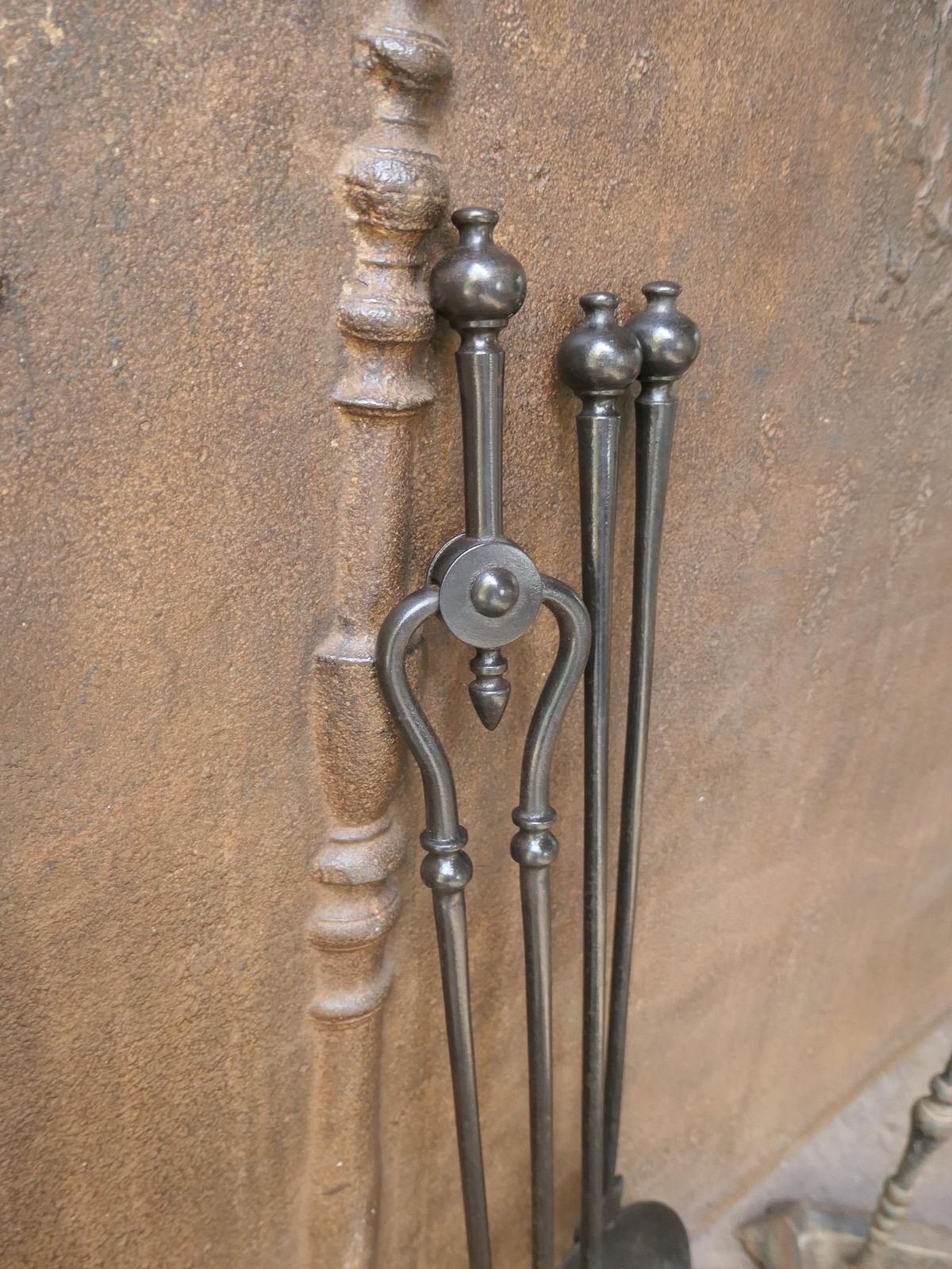 photo vinterior English Victorian Fireplace Tools Or Companion Set, 19th Century