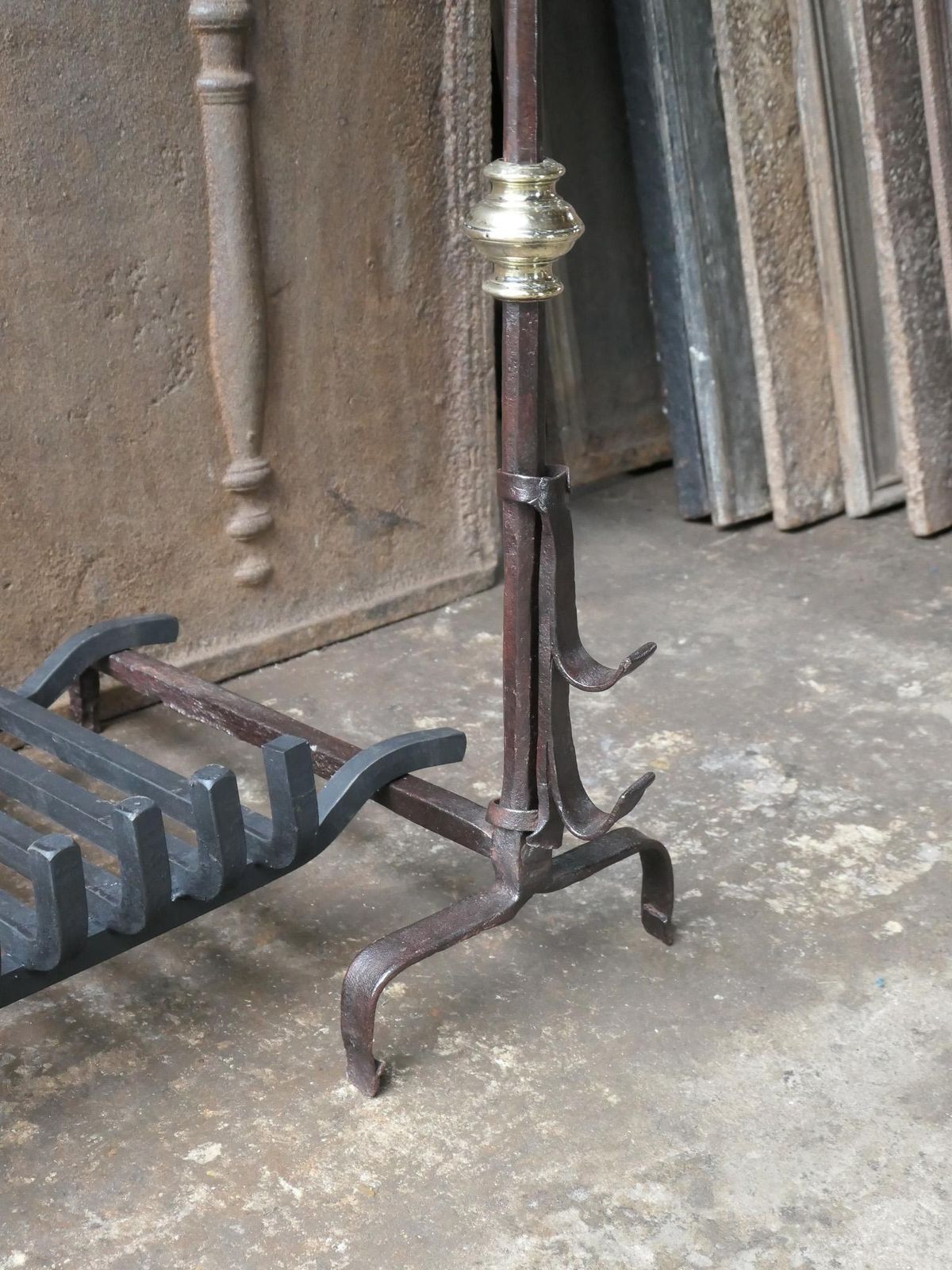 photo for sale Antique French Louis XIV Period Fireplace Grate, 17th Century