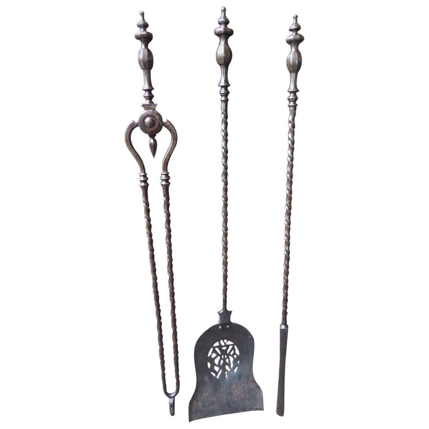 English Georgian Fireplace Tool Set Or Fire Irons, 18th 19th Century