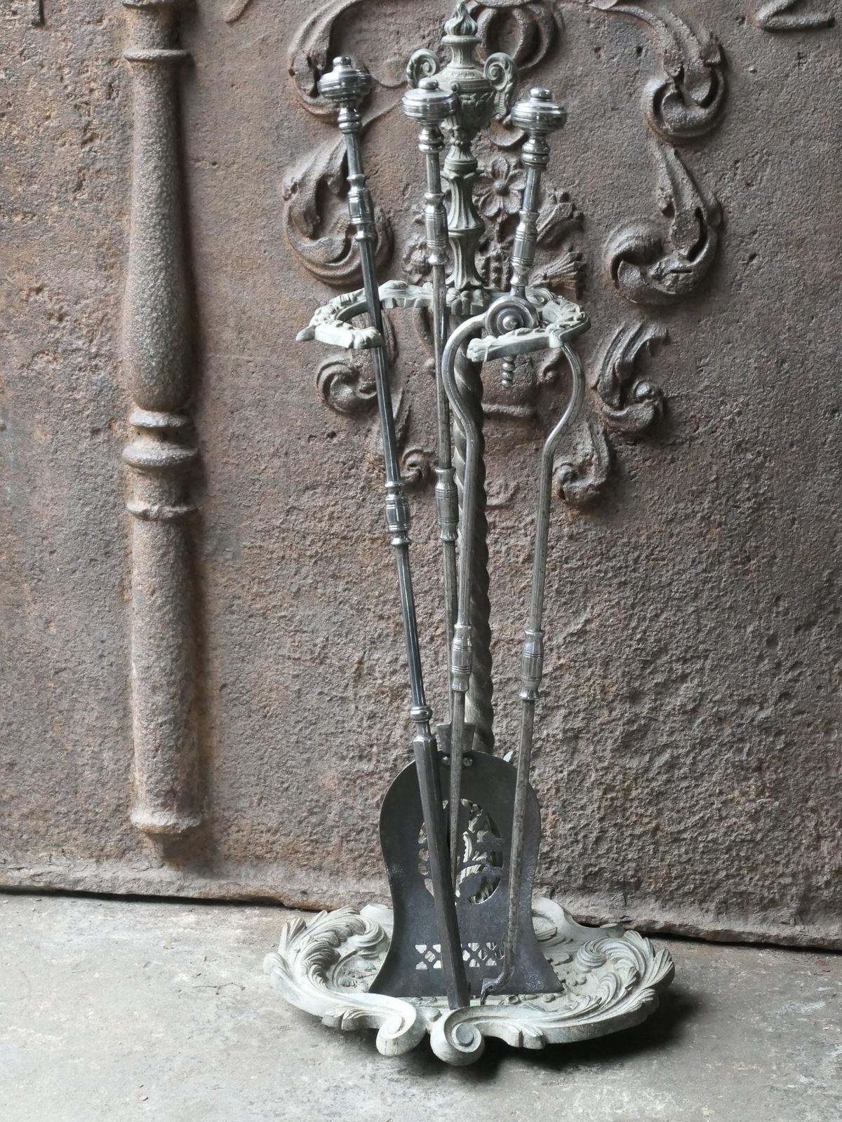 Large 18th 19th C. English Polished Steel Georgian Fireside Companion Set photo furniture