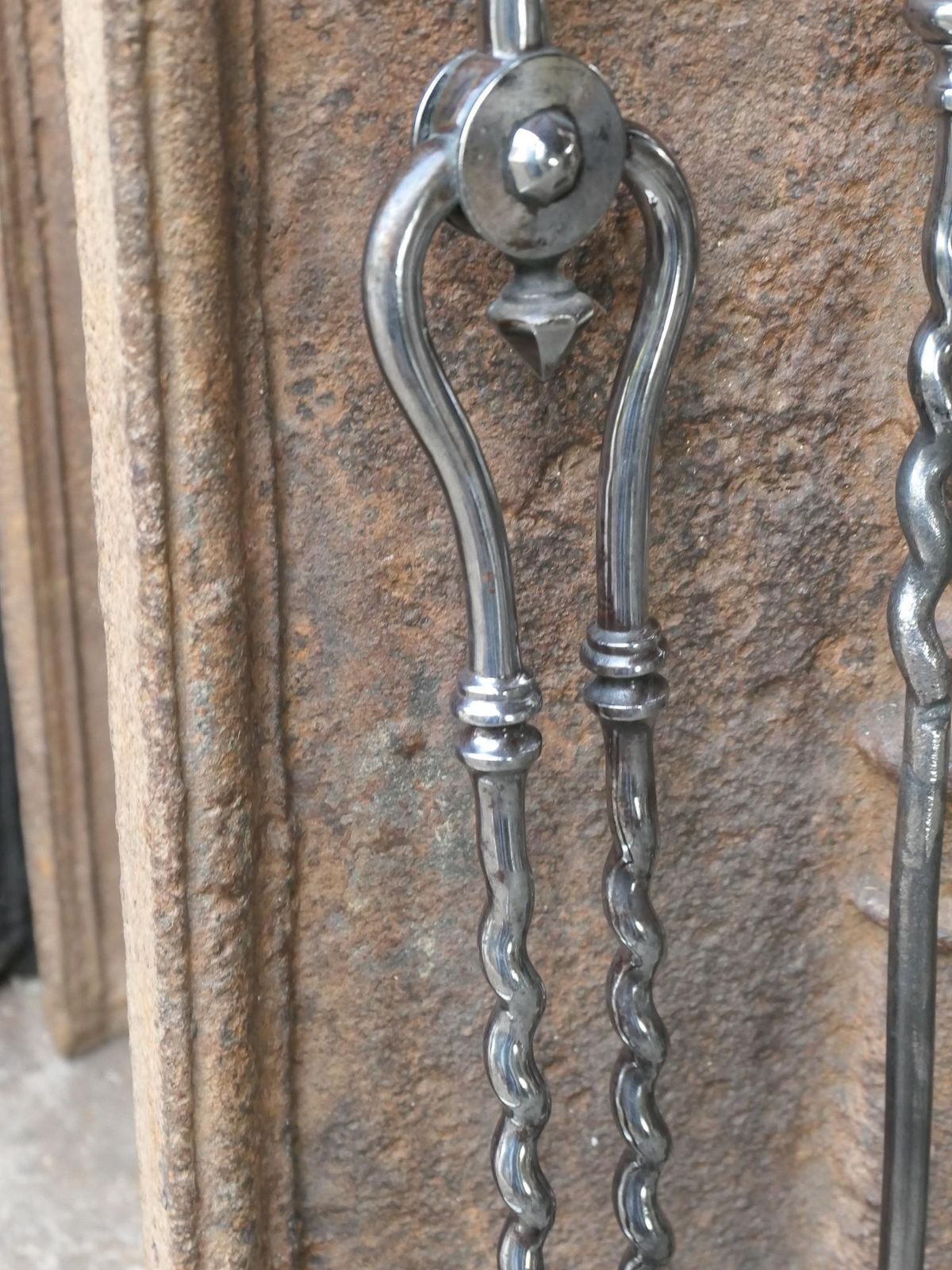 photo buy English Polished Steel Victorian Fireside Companion Set, 19th C