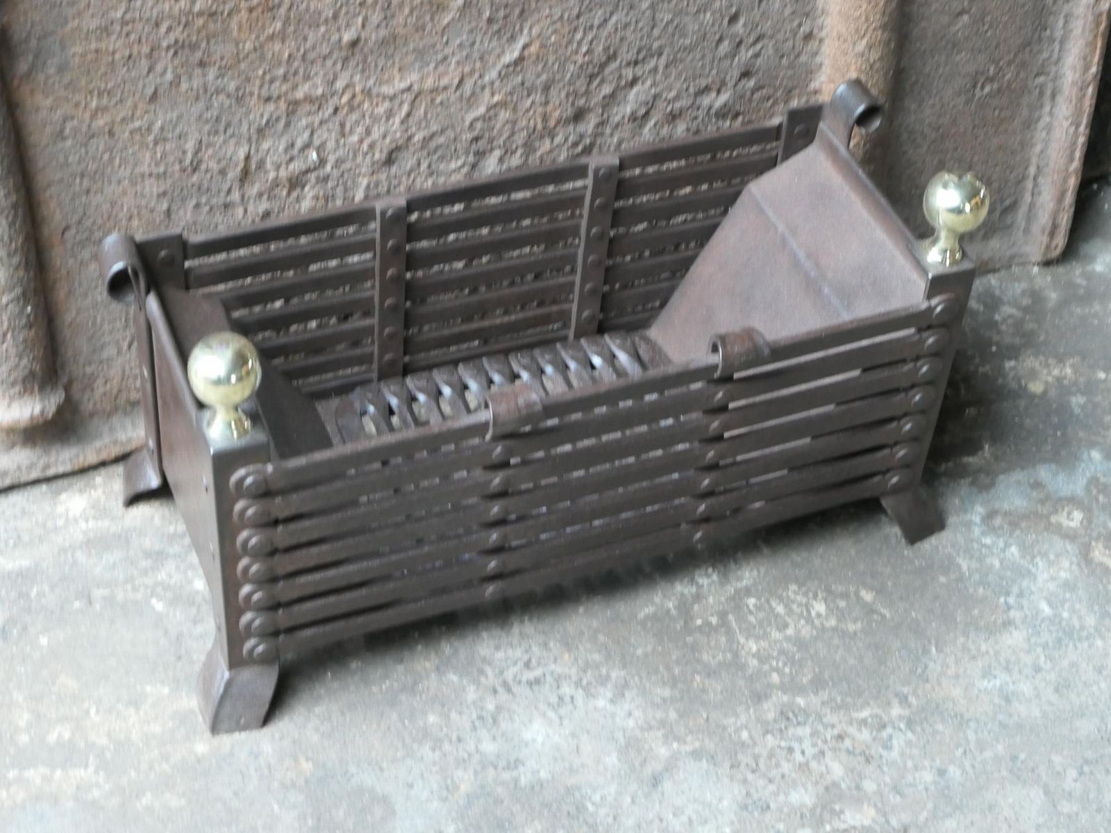 19th Century English Victorian Fireplace Grate Or Fire Basket photo vintage