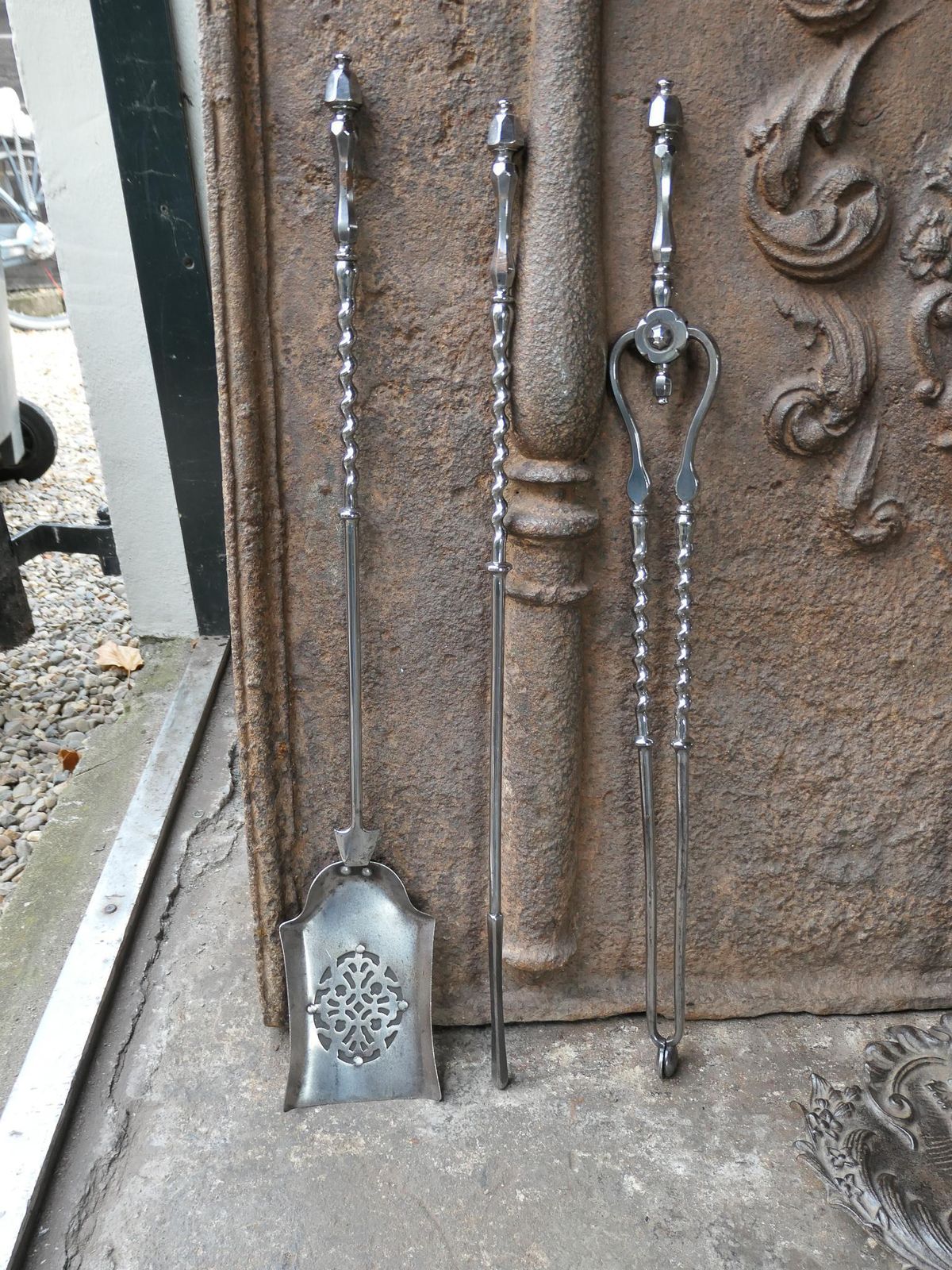 photo for sale 18th   19th C. English Georgian Polished Steel Fire Irons