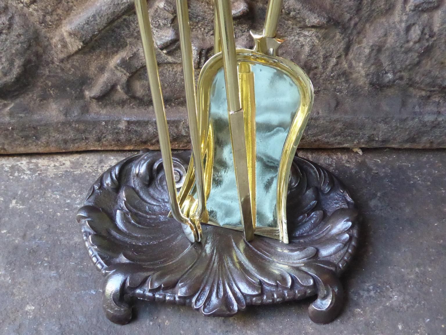English Set Of Fireplace Tools, Victorian Companion Set, 19th Century photo vintage
