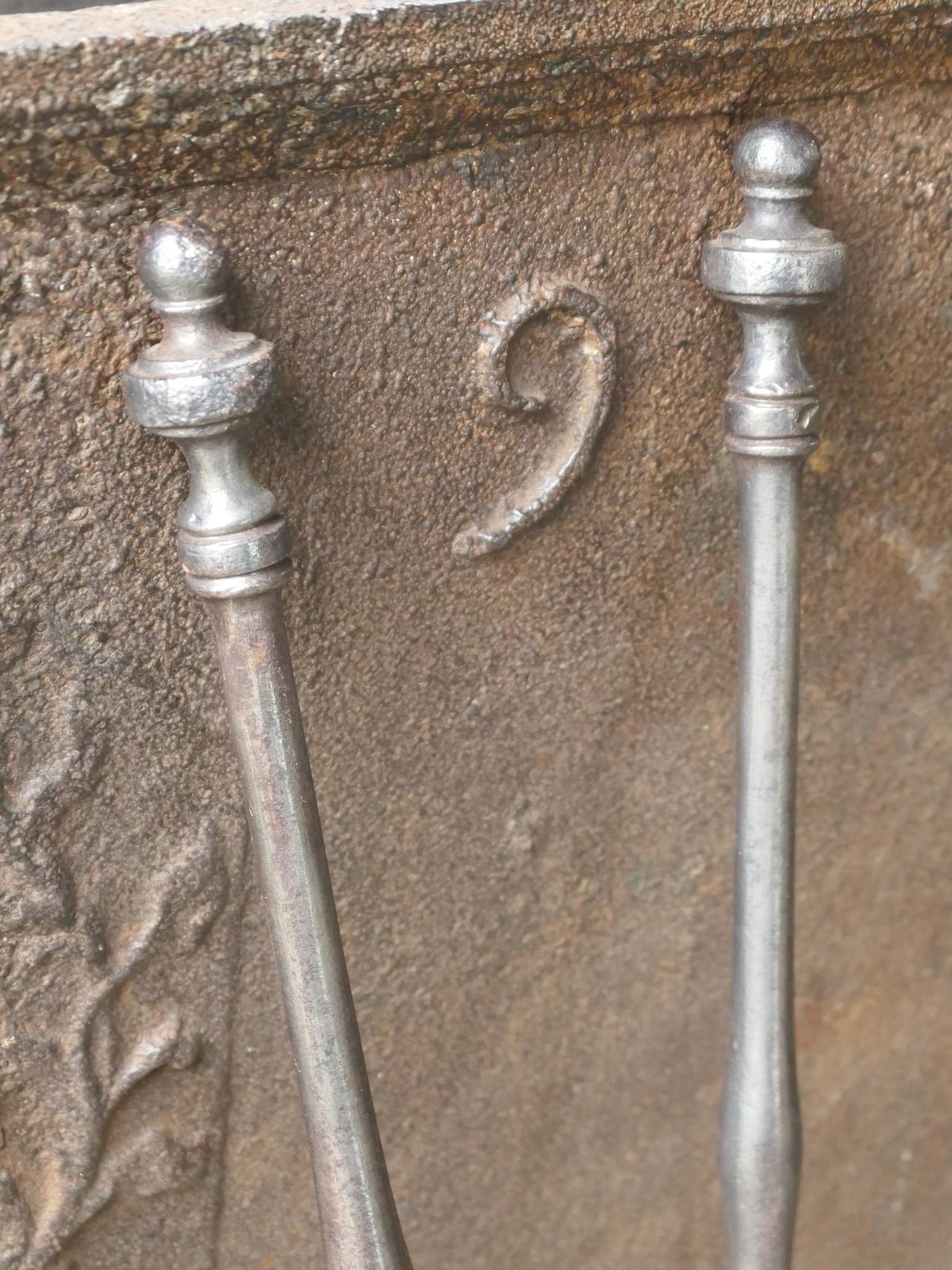 Large French Neoclassical Fireplace Tools, 18th 19th Century photo vintage