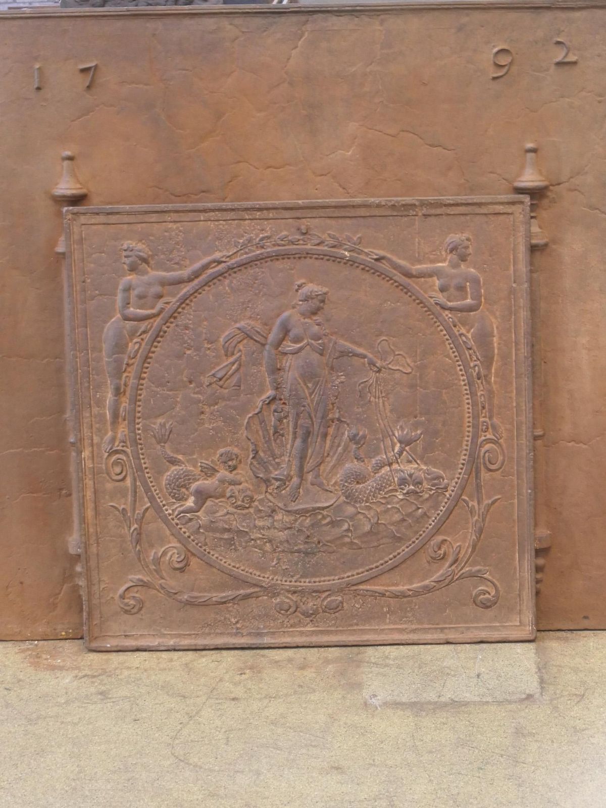 French Neoclassical Period Fireback / Backsplash, 18th/19th Century photo for sale