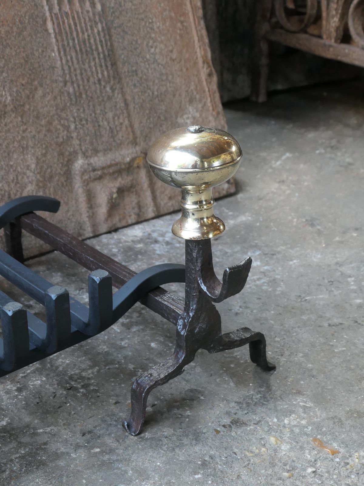 Home Fixtures French Louis XV Period Fireplace Grate Or Fire Basket, 18th Century photo