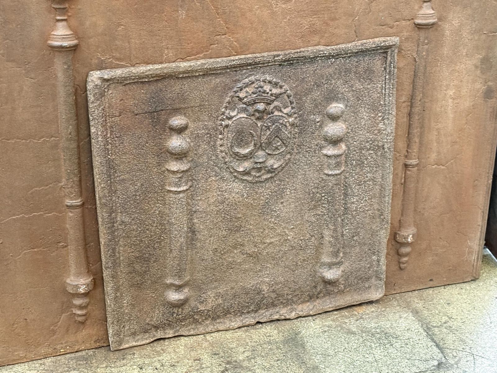 Antique French Louis XIV Period 'Coat Of Arms' Fireback / Backsplash photo for sale