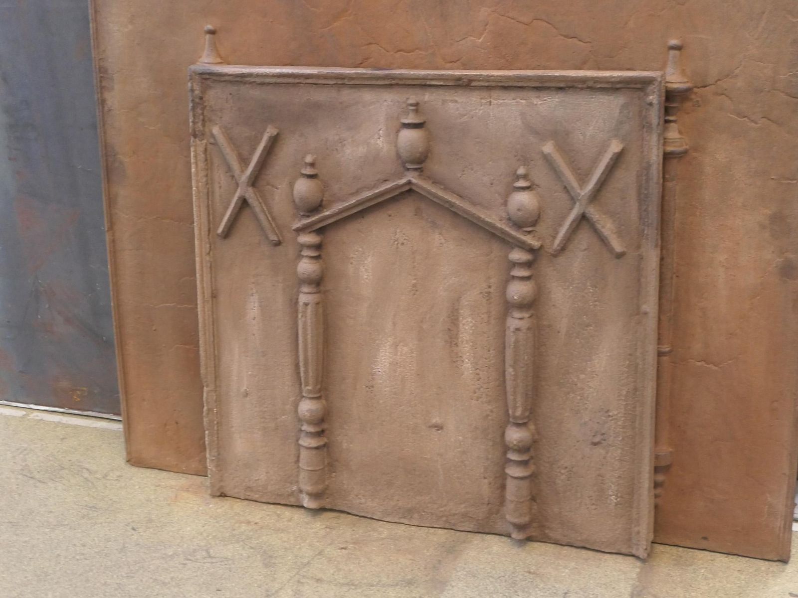 French Louis XIV Period 'Pillars And Pediment' Fireback / Backsplash photo for sale
