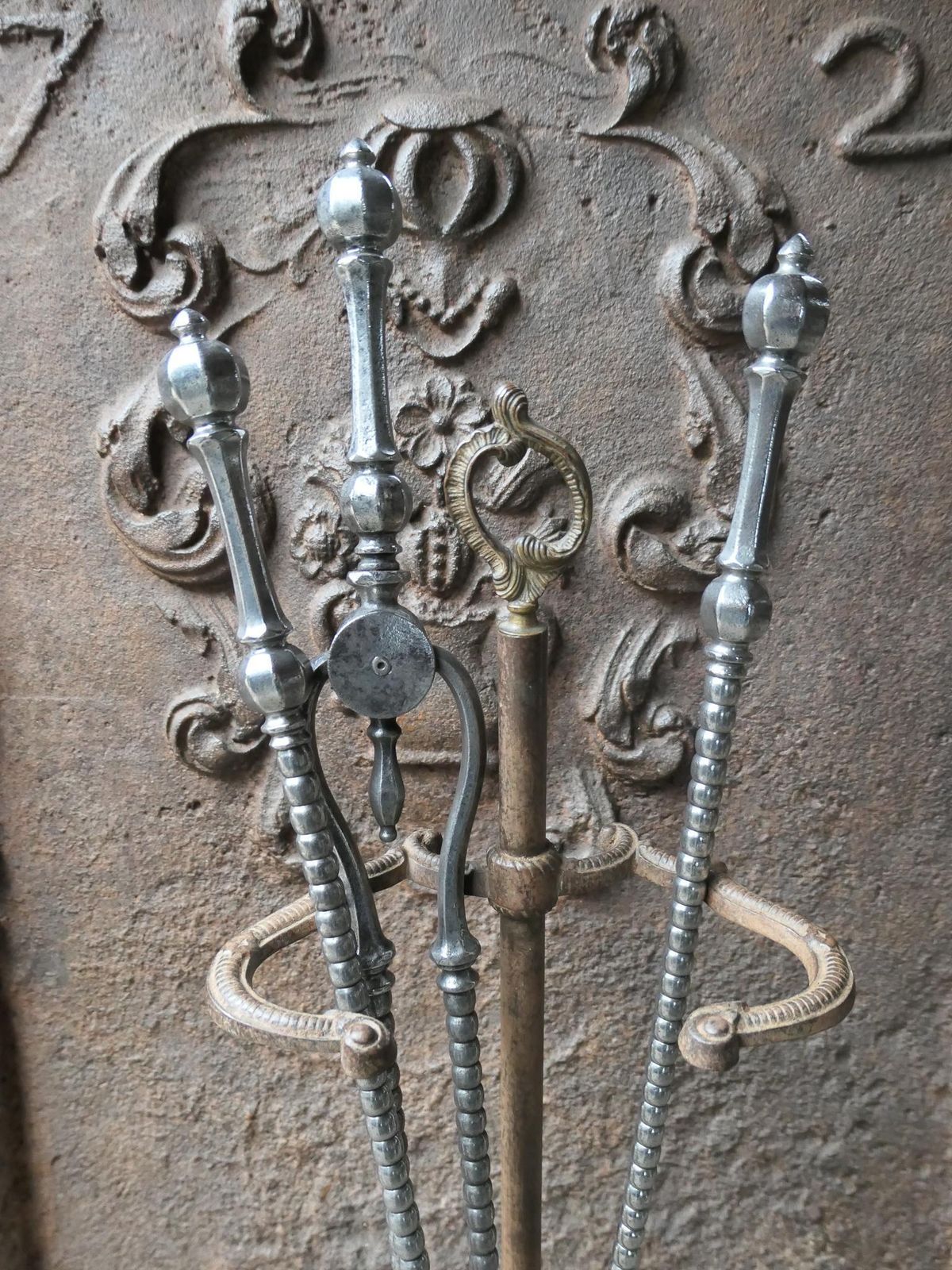 English Polished Steel Georgian Fireplace Tool Set, 18/19th C. photo Home Fixtures